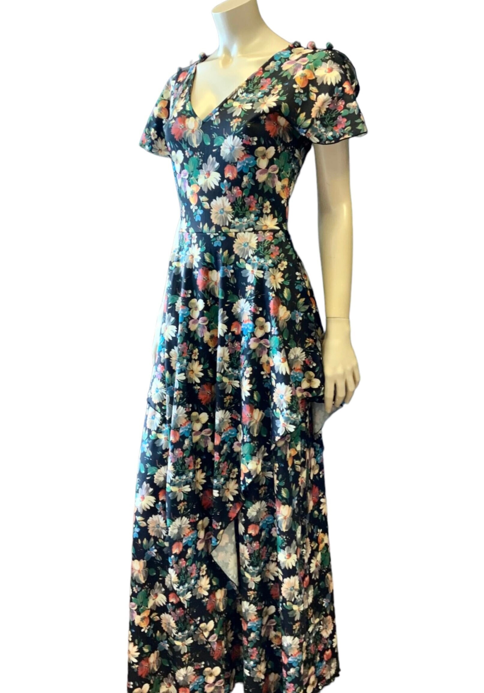 1970's Floral Maxi With Over Peplum/Skirt 36" Bust 28" Waist