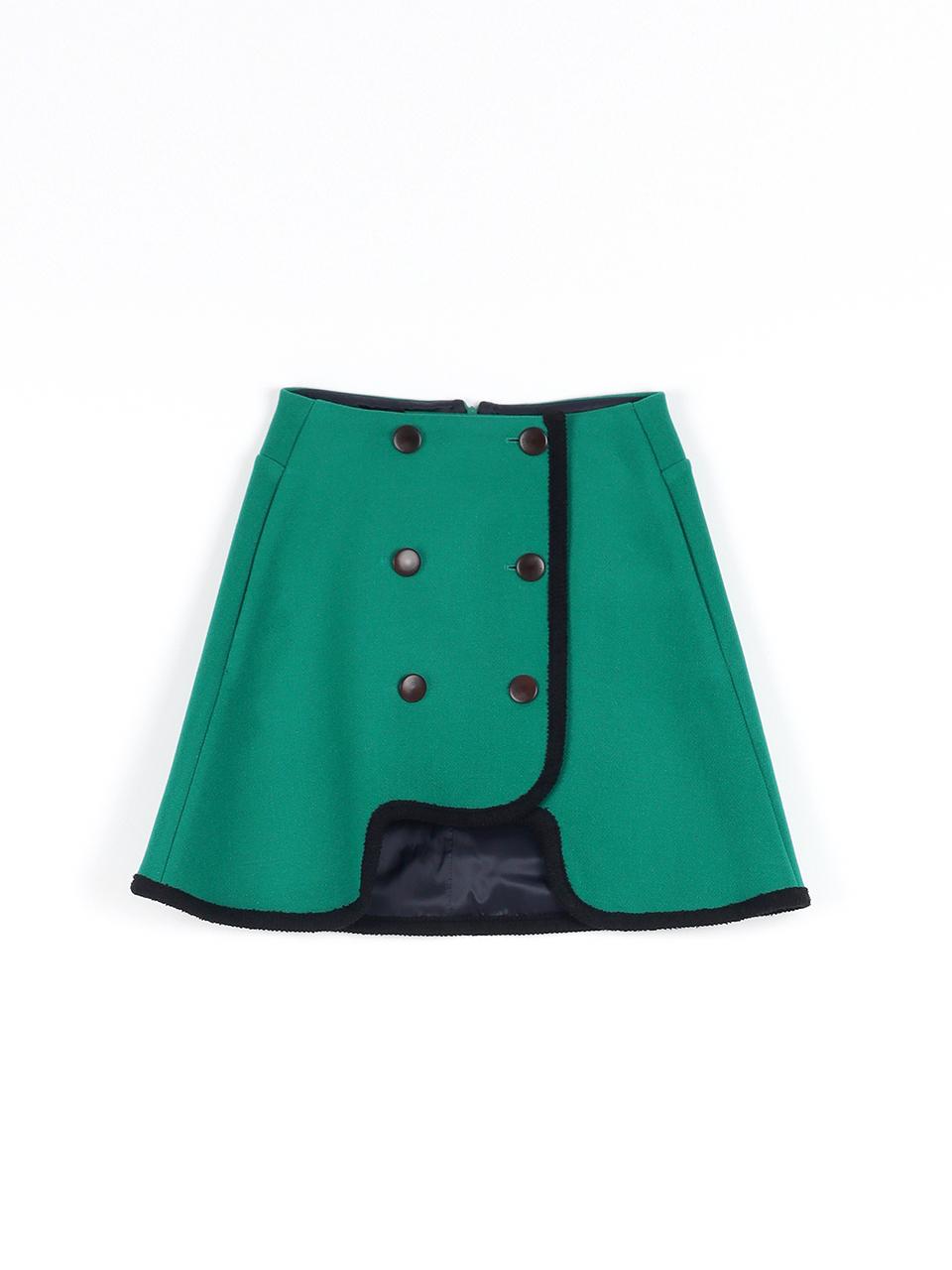 A-line Wrap Wool-Nylon Skirt [Fern Green]