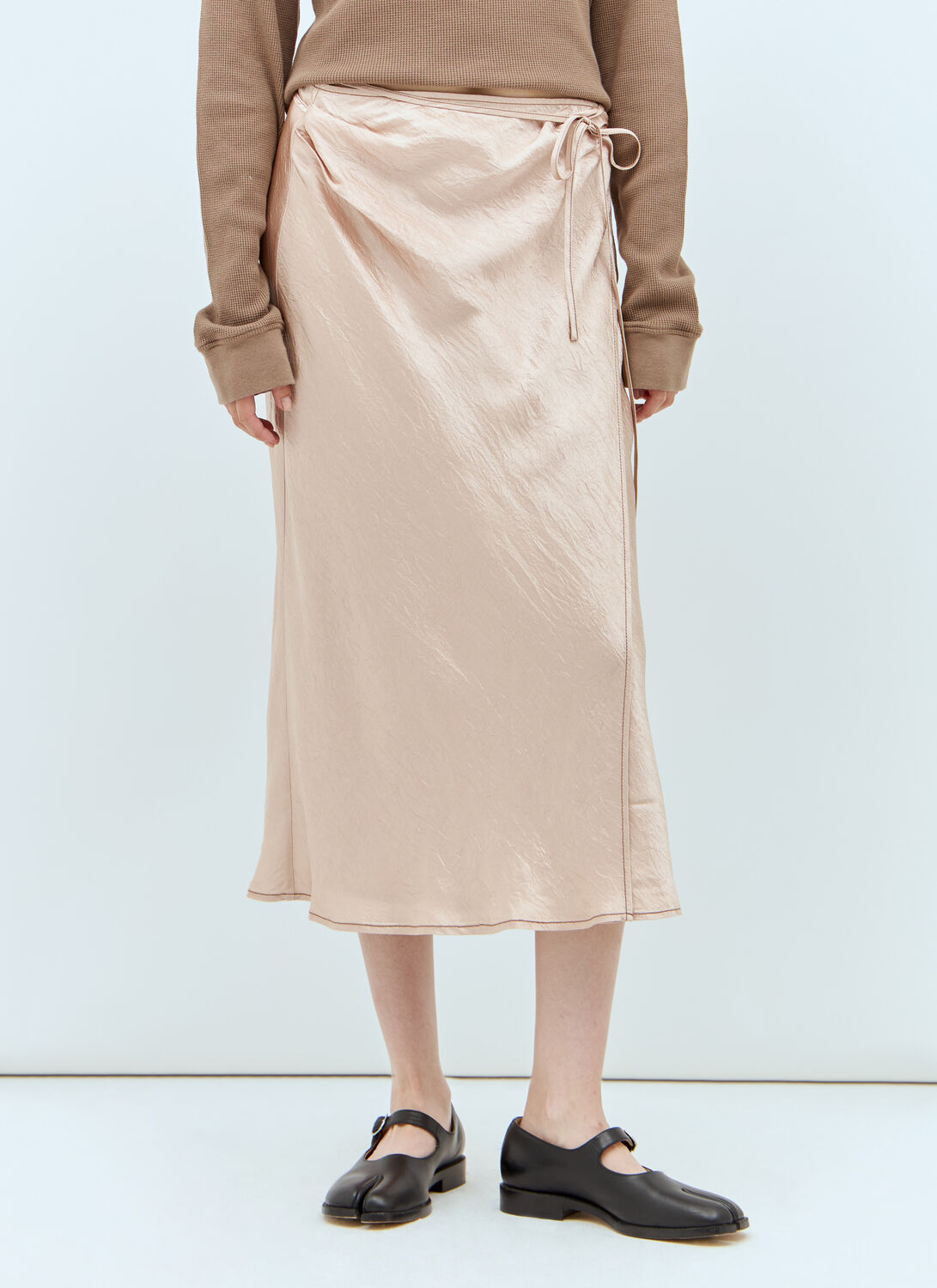 Acne Studios Satin Wrap Skirt - Woman Skirts Beige Fr - 38