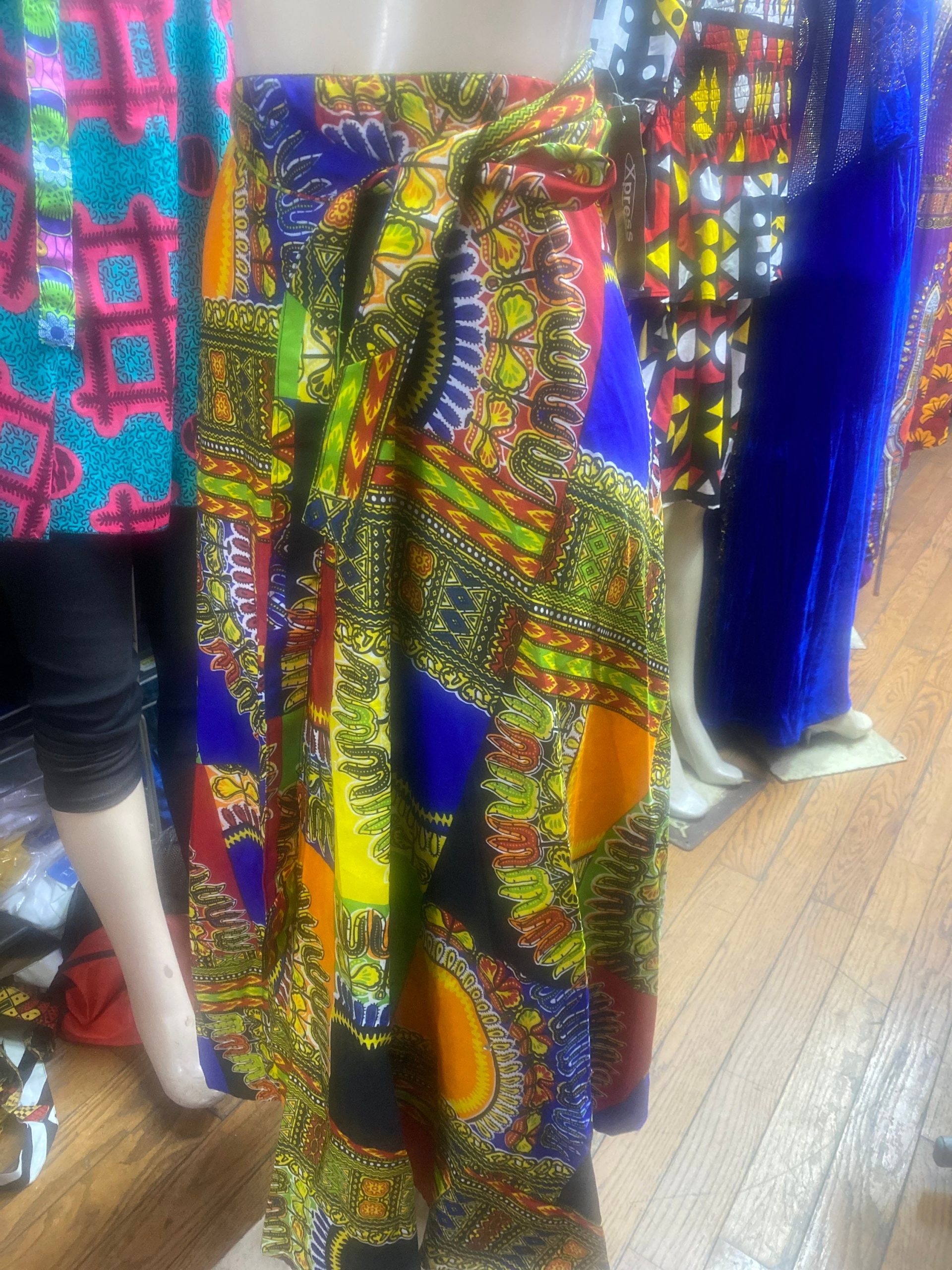 African Long Wrap Skirts Kentai Print Ankara Long Skirt Multi - Colored, Also Available in Short Skirt. One Size Fits Plus Sizes