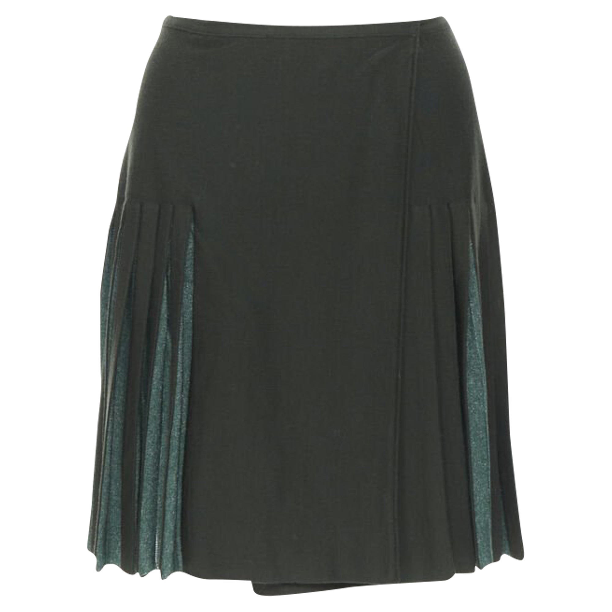 Alaia wool blend pleated hem wrap skirt