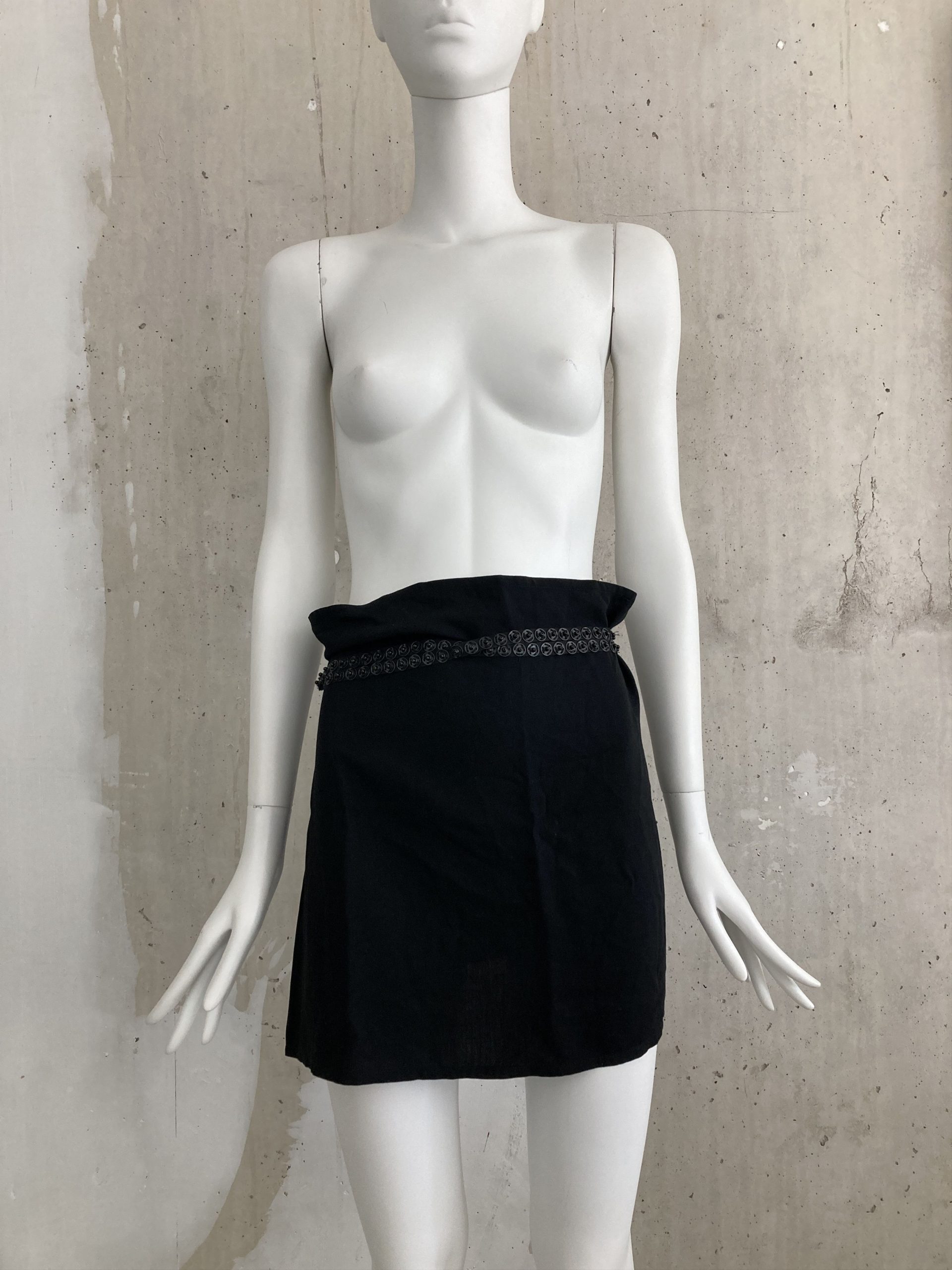 Ann Demeulemeester Archive Ss2001 Snap Button Wrap Skirt in Black, Women's (Size 27)