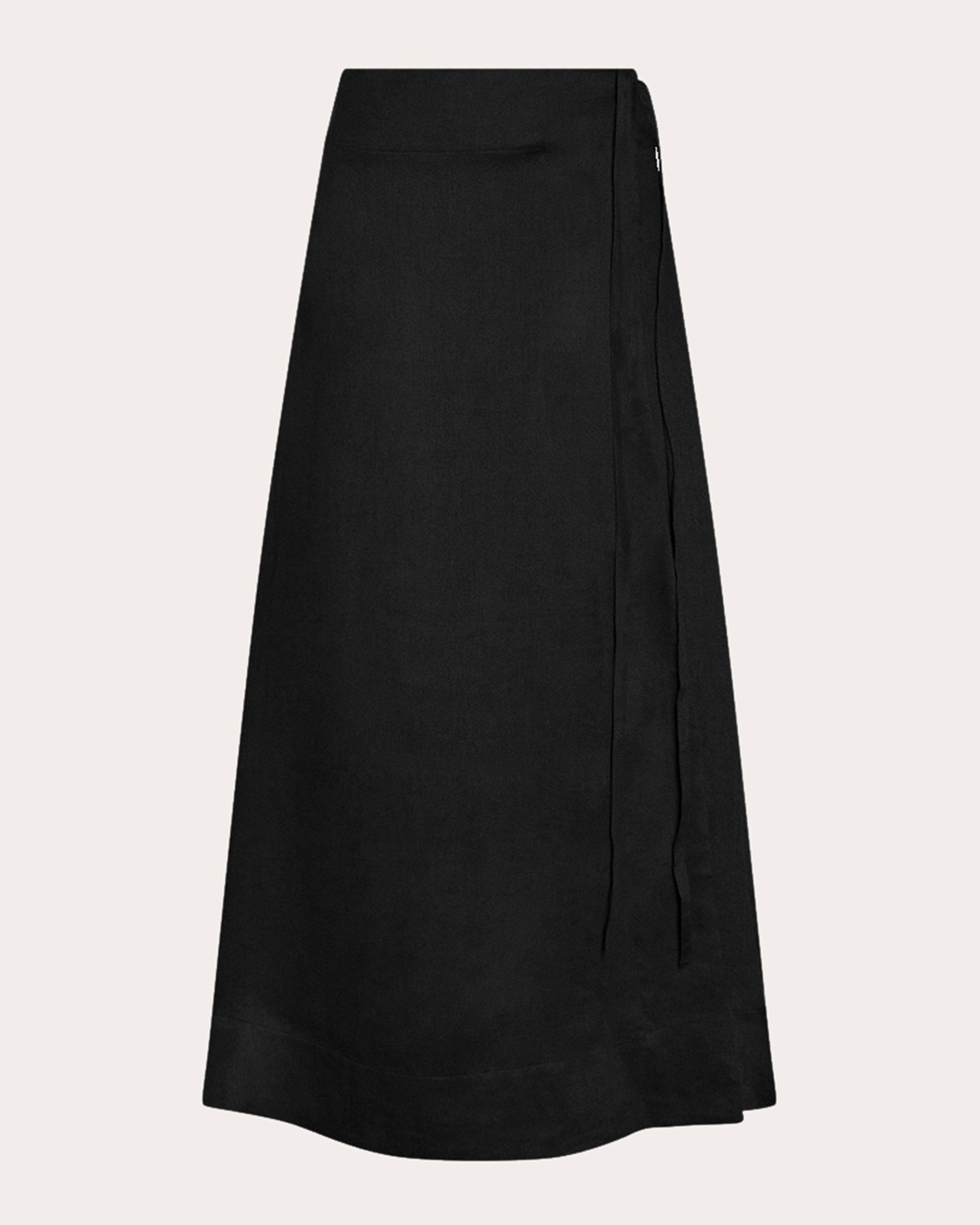 Asceno Women's Amalfi Linen Wrap Midi Skirt in Black