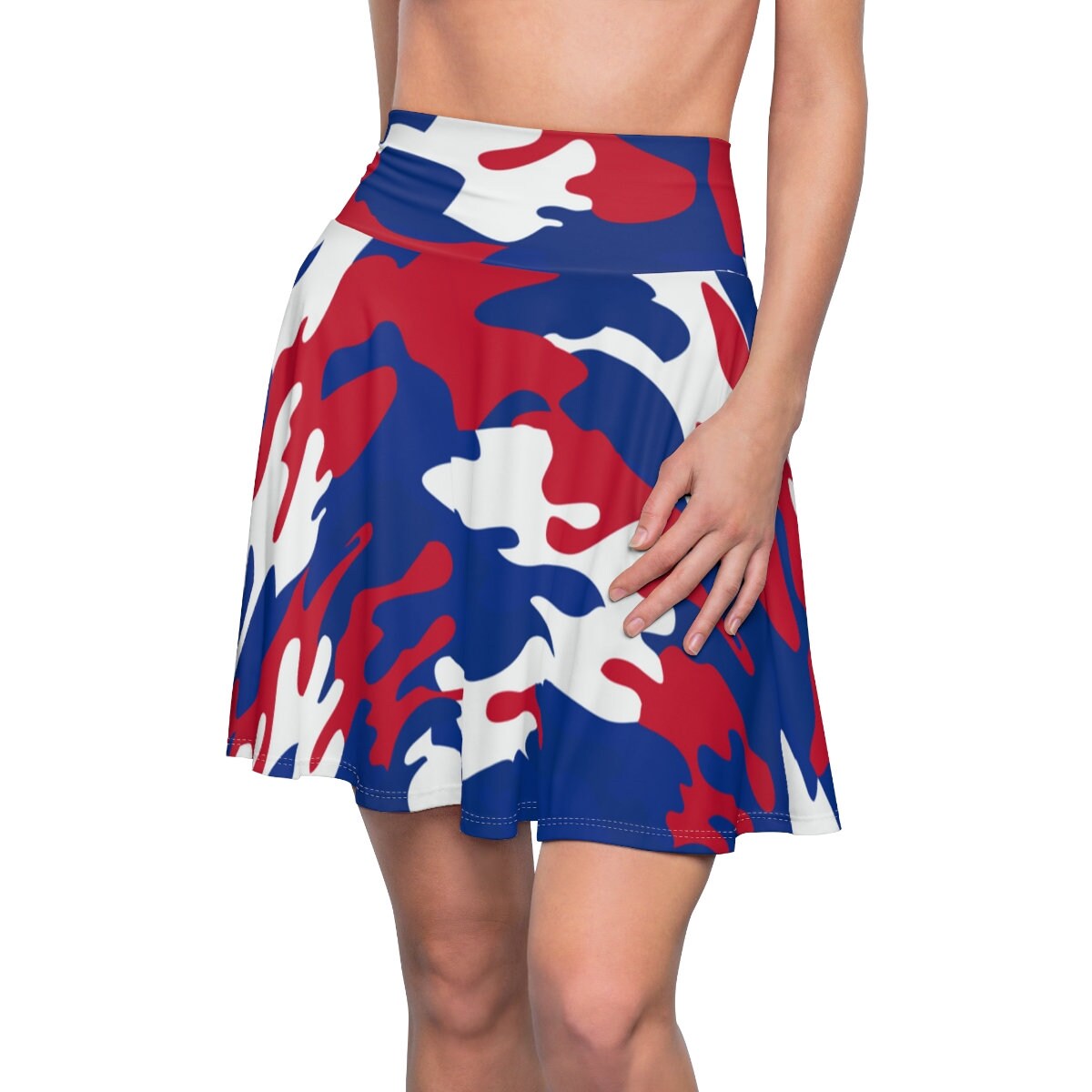 Buffalo Ny Skater Skirt Red White Blue Camo Football Fan Sports Women's | Skirt Only