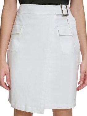 Calvin Klein Women's Cargo Wrap Skirt, White, 16