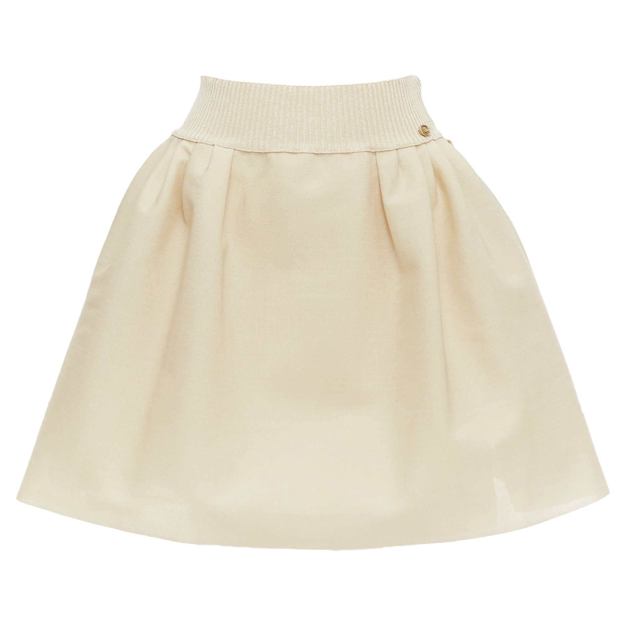 Chanel Light Gold CC Logo Button Flared Skater Skirt