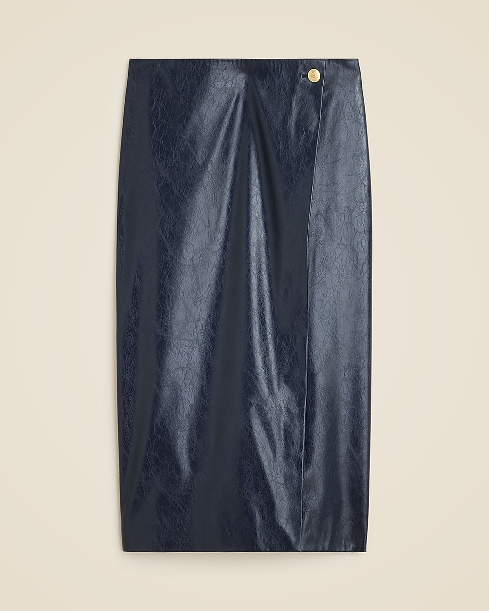 Collection wrap skirt in faux patent leather