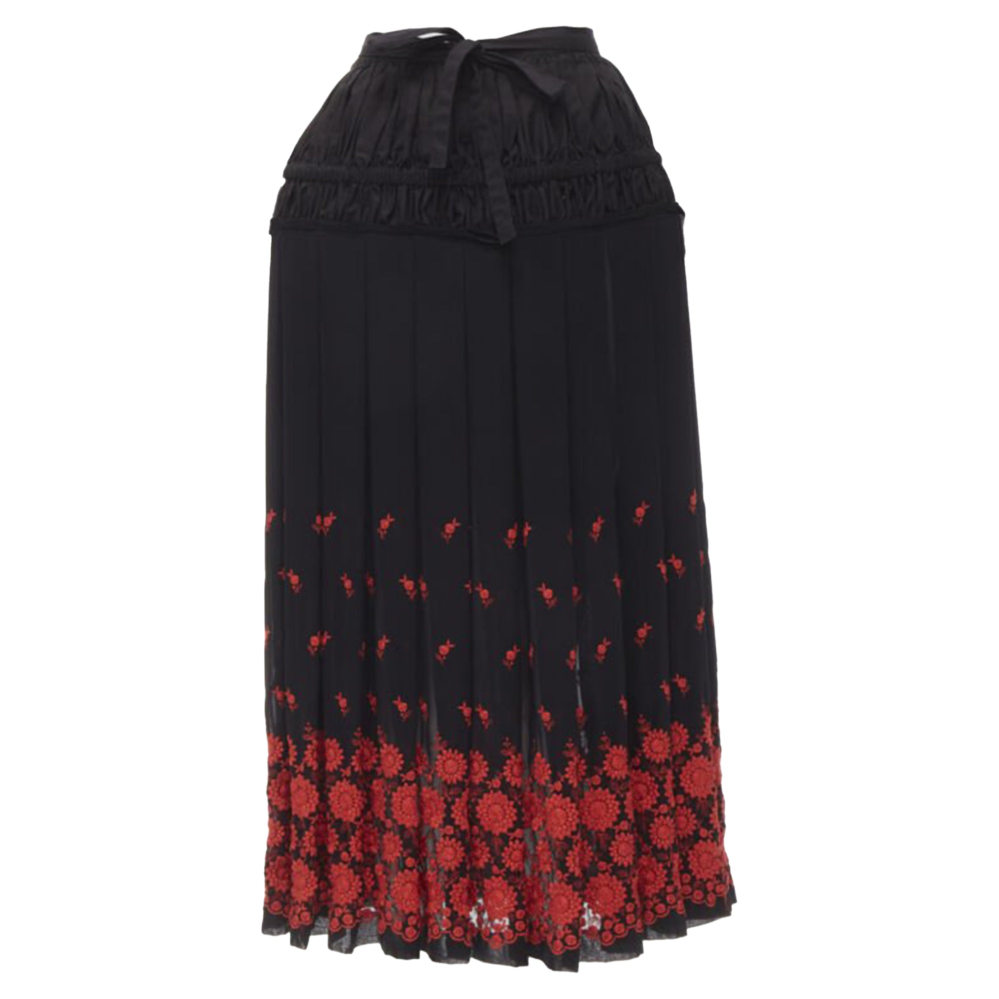 Comme Des Garcons Floral Embroidered Peplum Crin Skirt