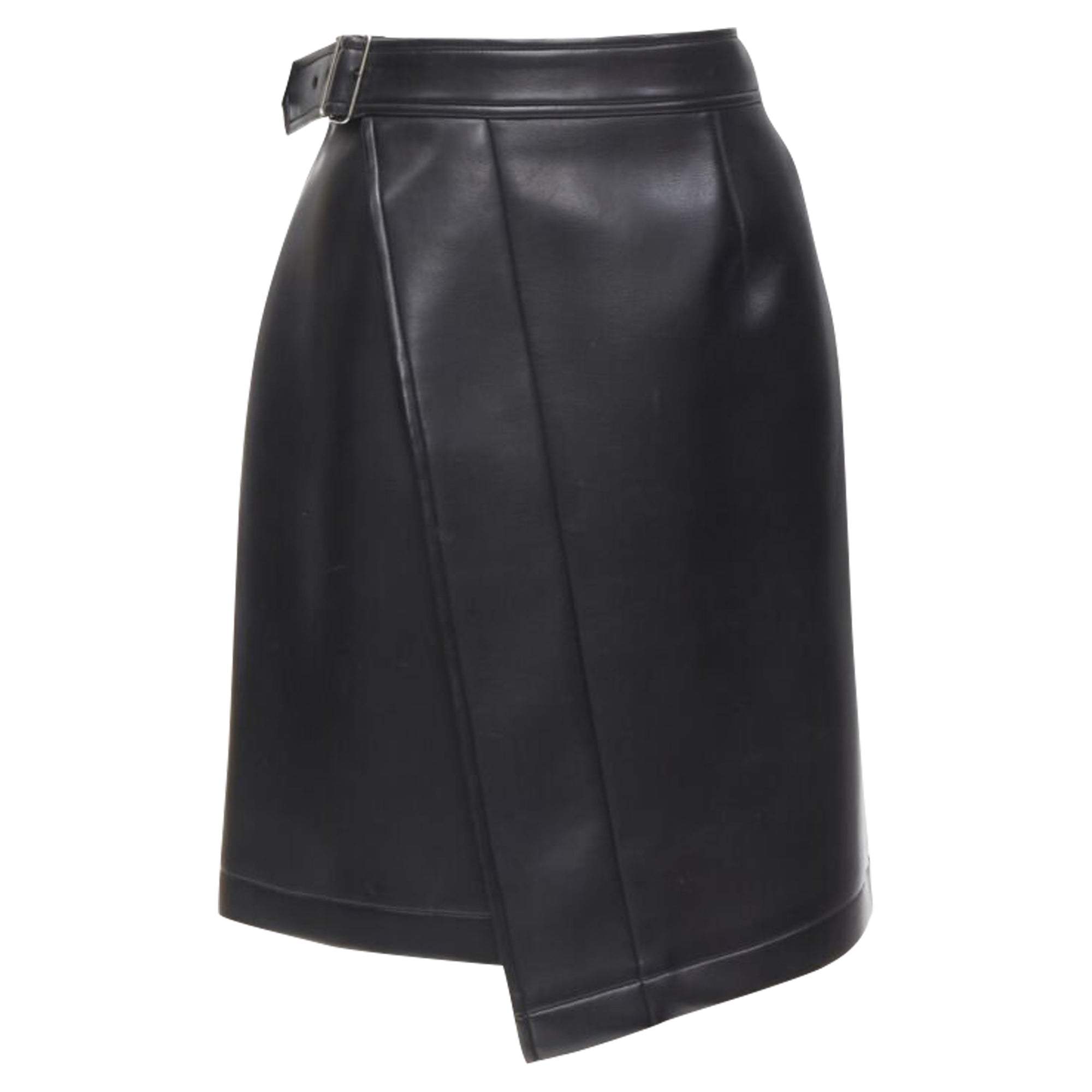 Comme Des Garcons faux leather silver buckle wrap skirt