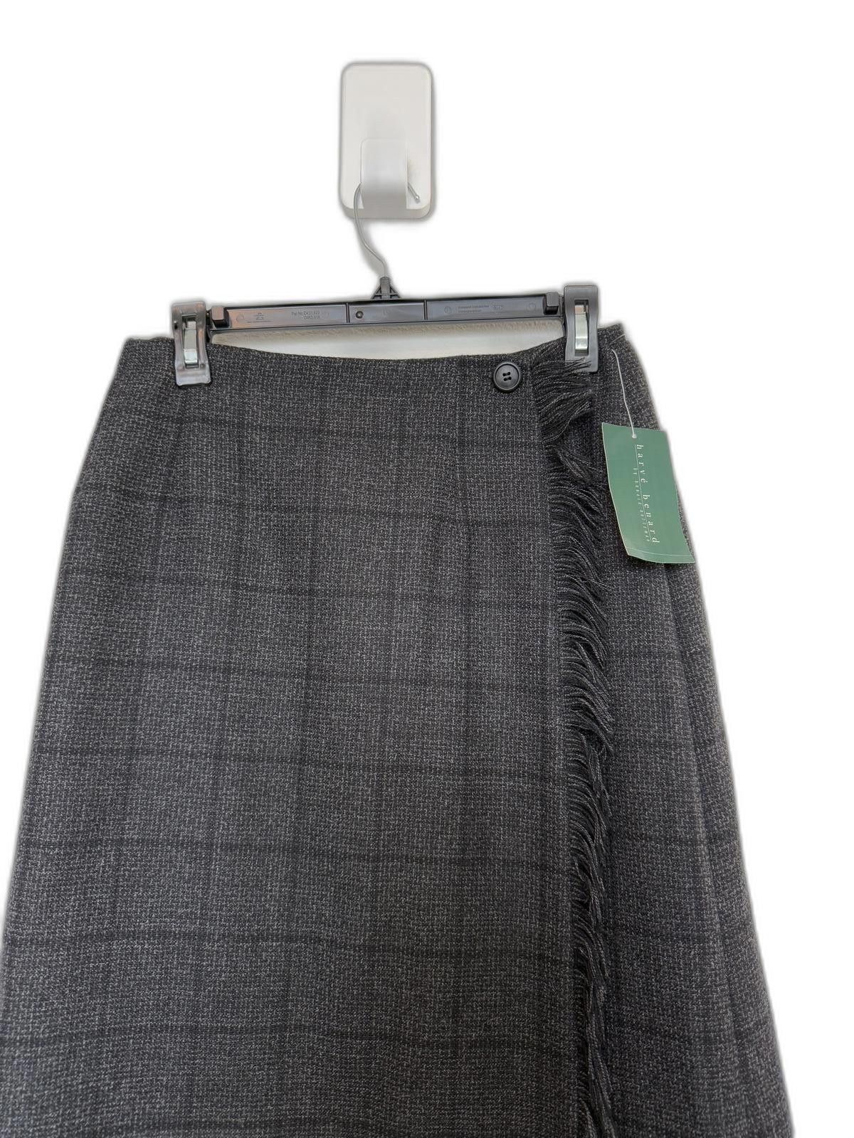 Designer NWT Vintage 80's 90's Tweed, Black And Gray Wrap Wool Skirt in Grey, Women's (Size 28)