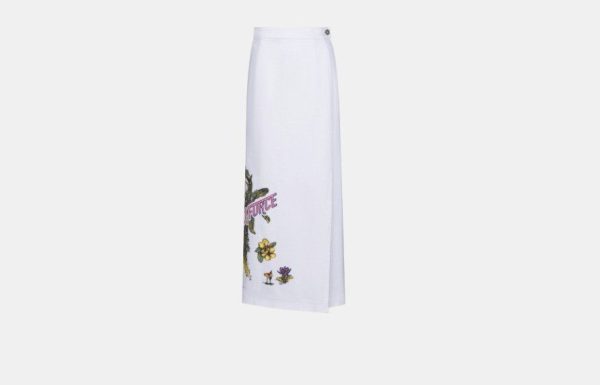 Dior O1W1Db10824 Long Wrap Skirt In White, Women's (Size 26)