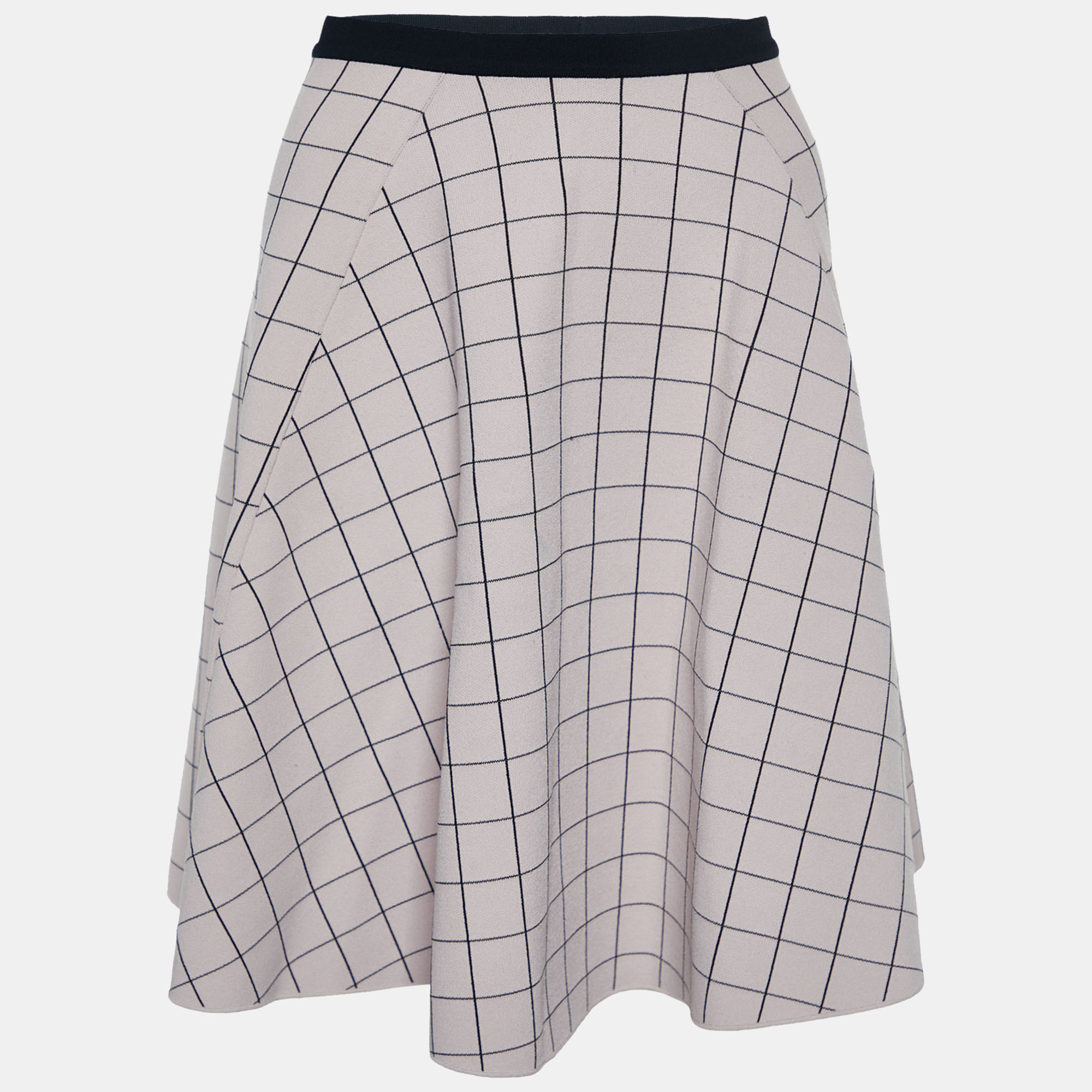 Fendi Pink Square Patterned Knit Skater Mini Skirt M