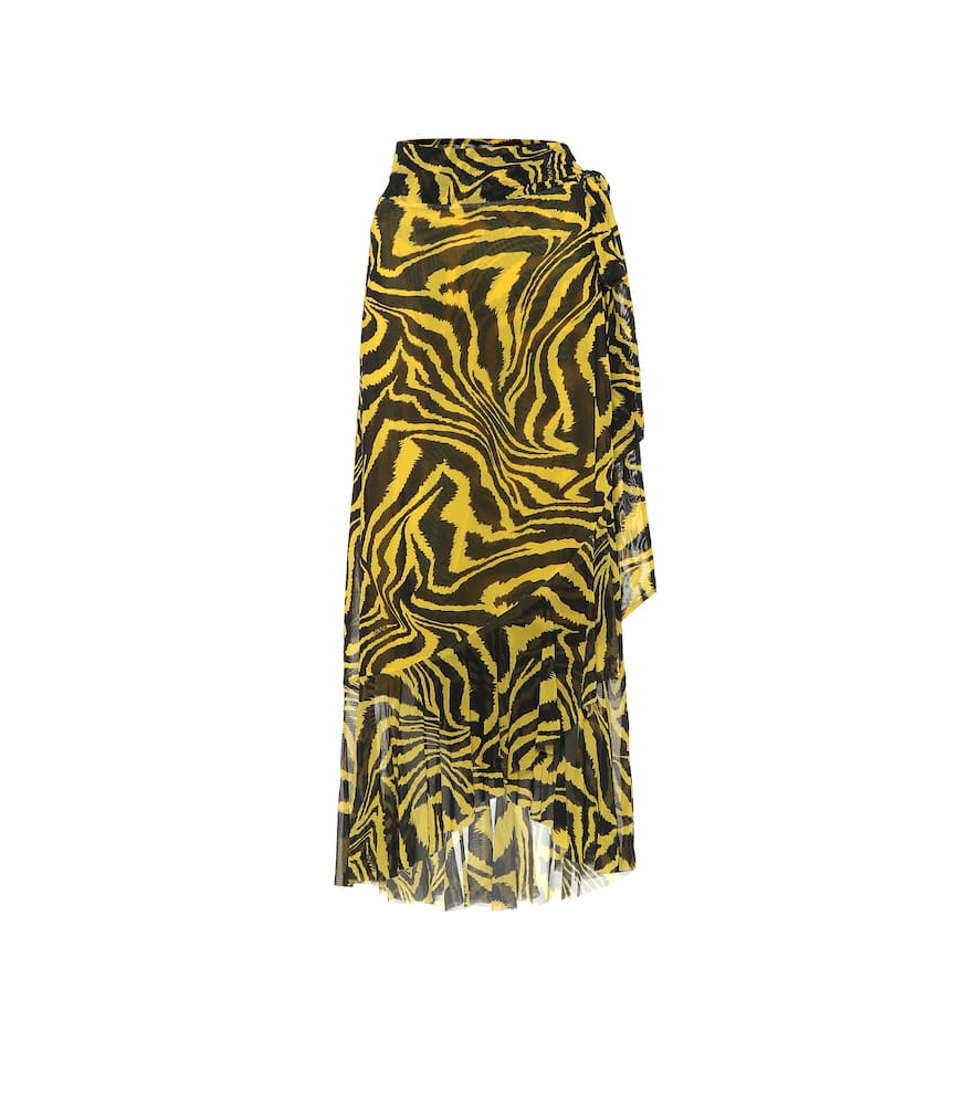 Ganni Animal-print wrap skirt