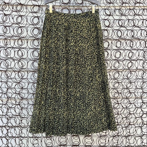 Gianni Versace Italy Silk Leopard Wrap Skirt Black Yellow M in Green, Women's (Size 26)