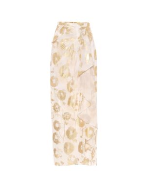 Halpern Floral cotton-voile wrap skirt