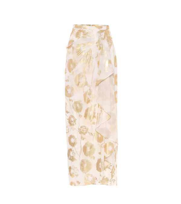 Halpern Floral cotton-voile wrap skirt