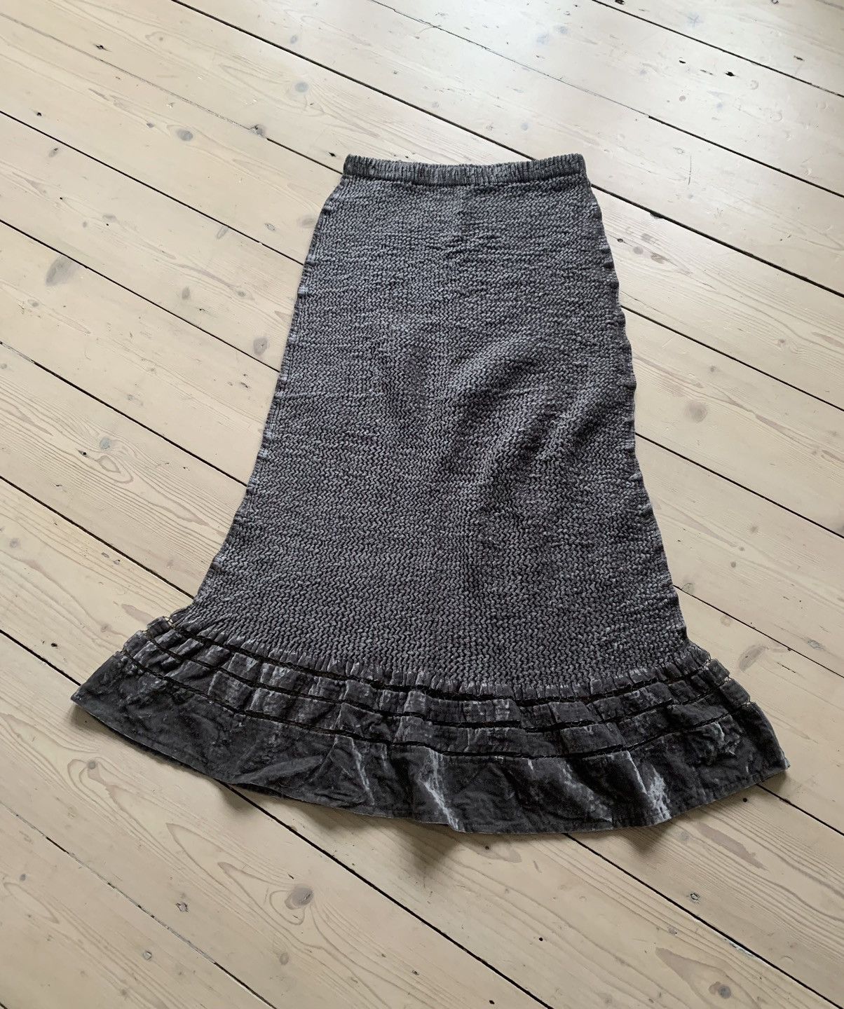 Issey Miyake x Issey Miyake Pleats Please Yoshiki Hishinuma Peplum Pleated Maxi Skirt in Grey, Women's (Size 25)