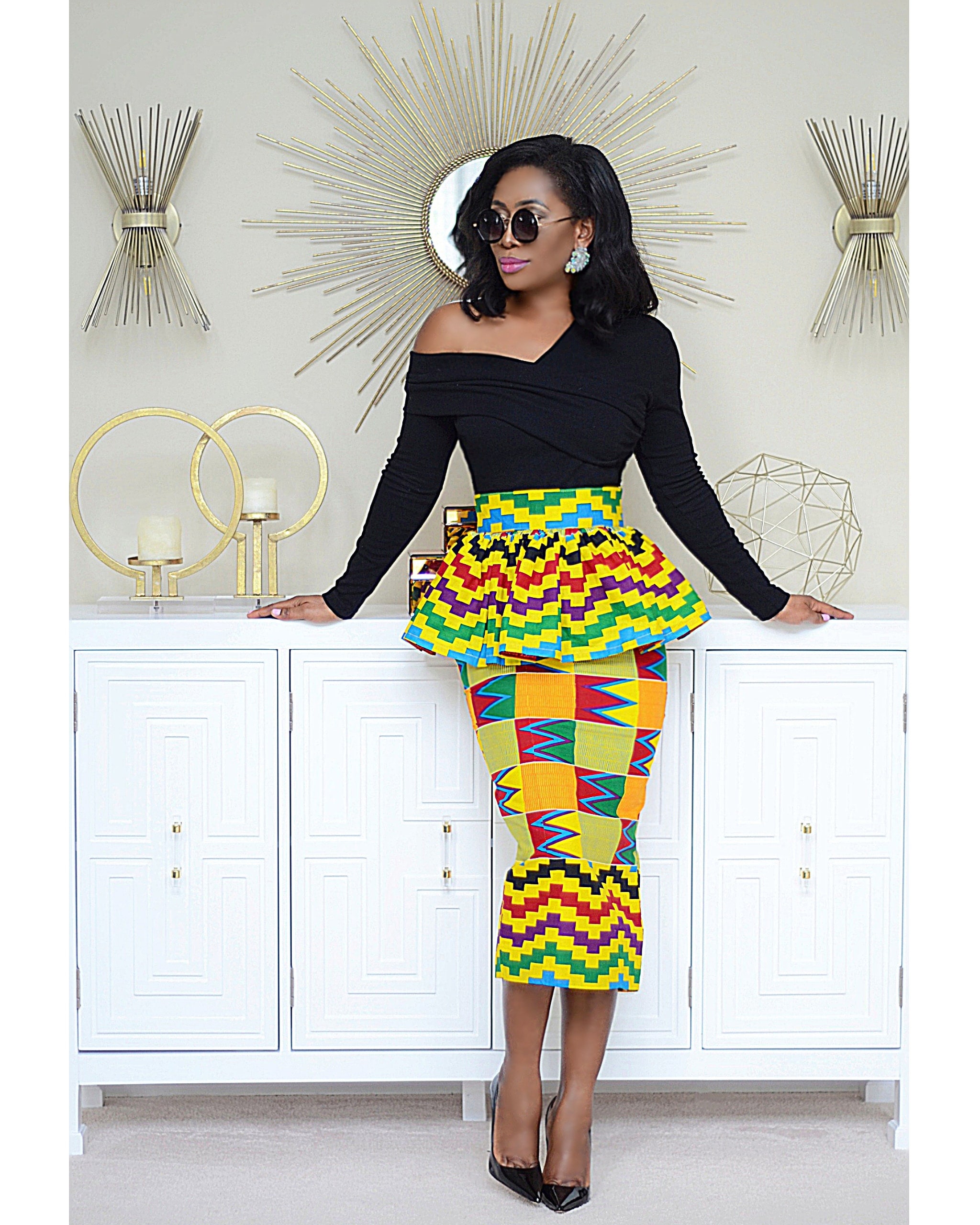 Kente Peplum Skirt