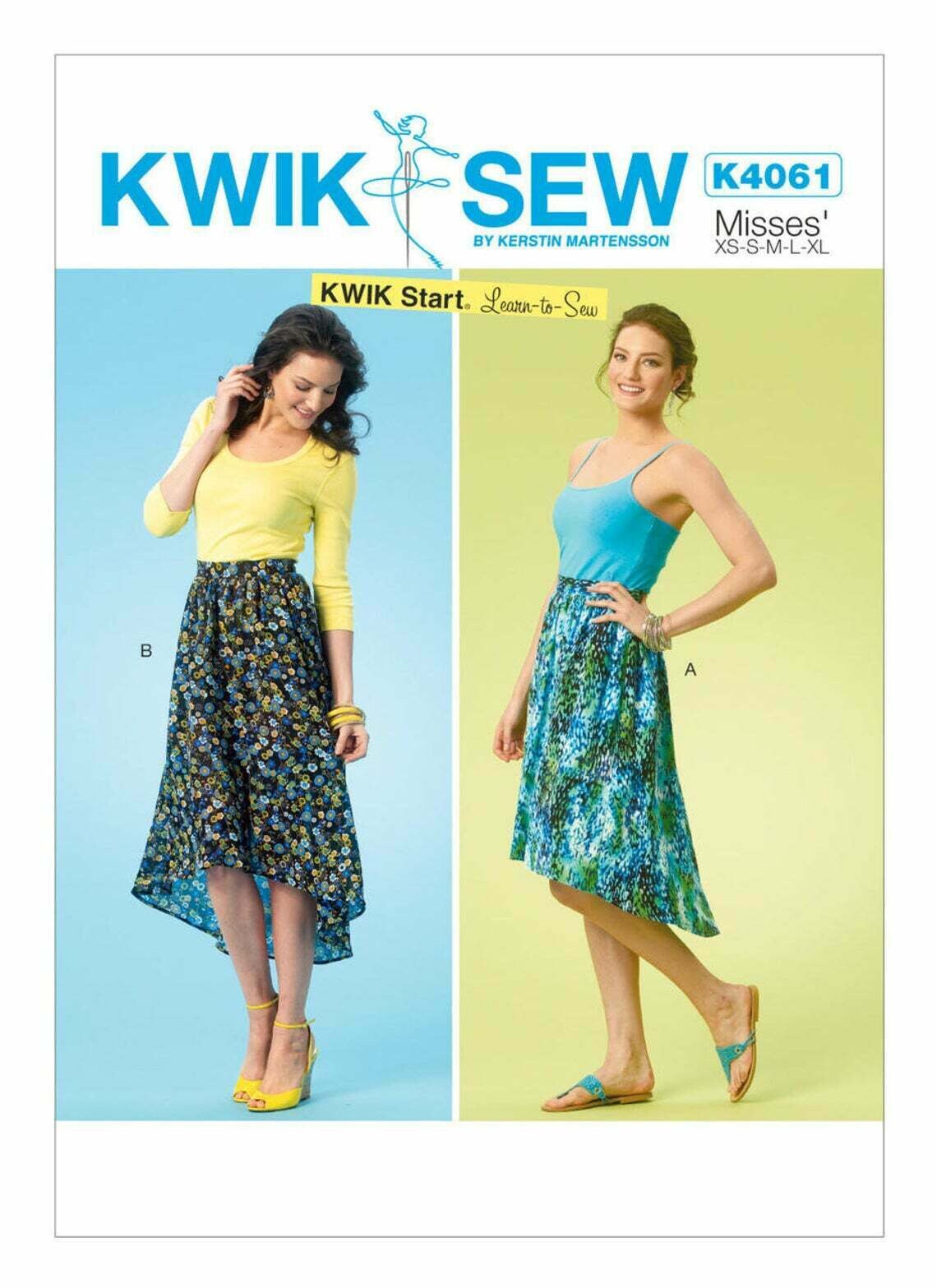 Kwik Sew K4061 Misses' High-Low Hem Skirts Sewing Pattern Size Xs-Xl