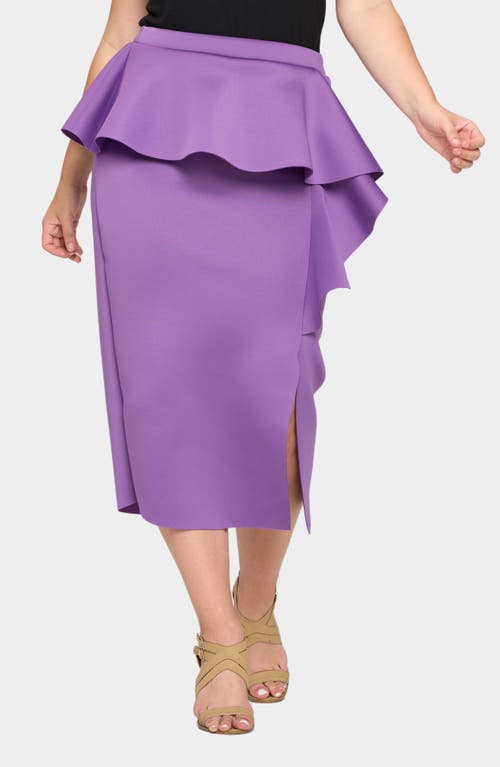 L I V D Ruffle Peplum Midi Skirt in Orchid at Nordstrom, Size 1X