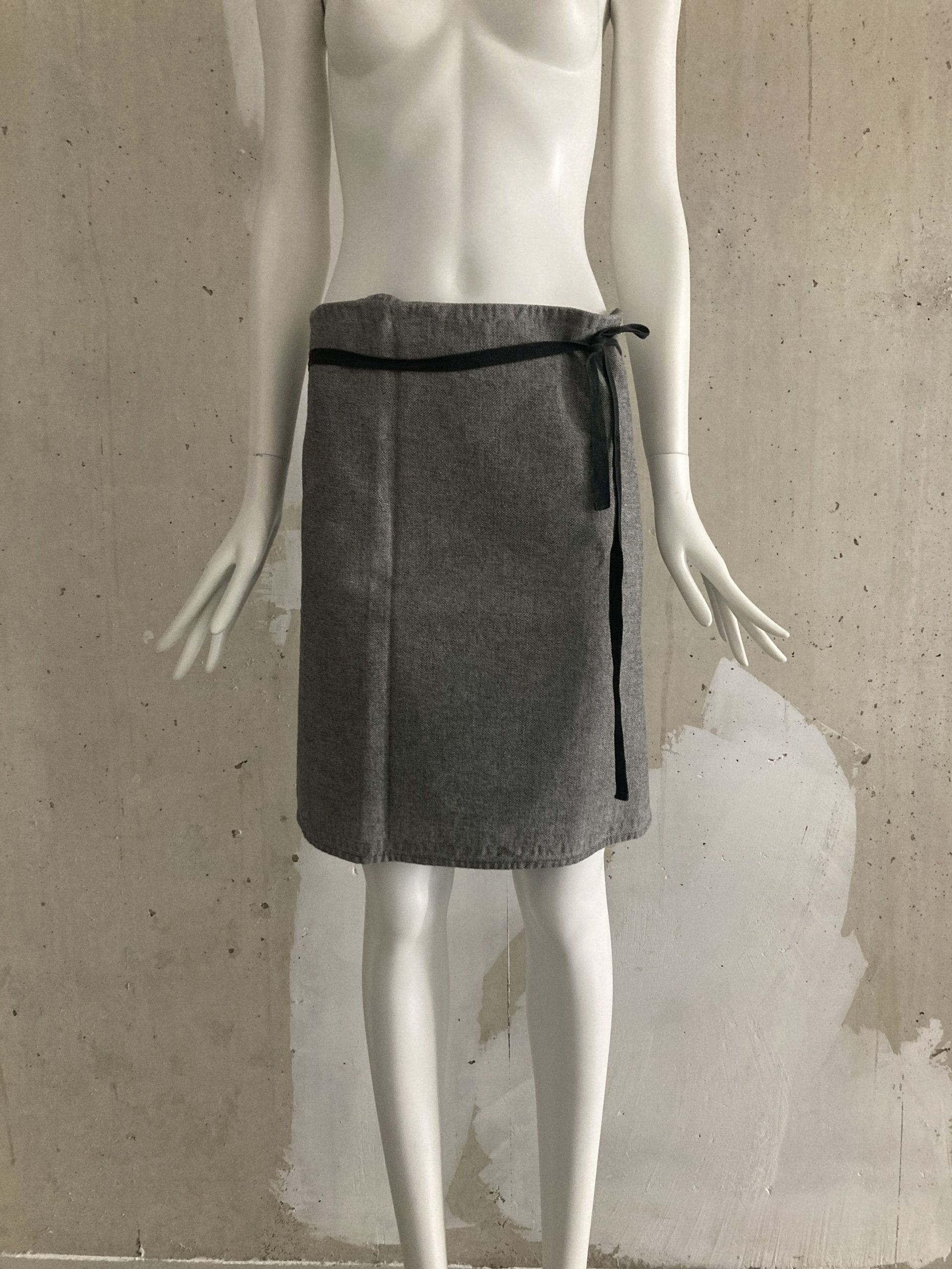 Maison Margiela 1999 Line 6 Denim Wrap Skirt in Grey, Women's (Size 27)