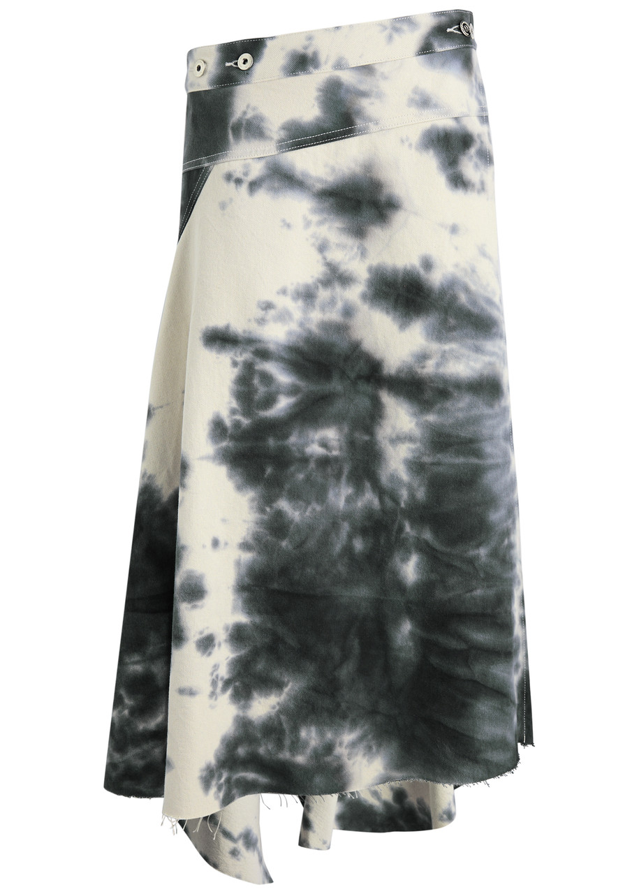 Marques' Almeida Tie-dye Asymmetric Denim Wrap Skirt - Cream - 12 (UK12 / M)