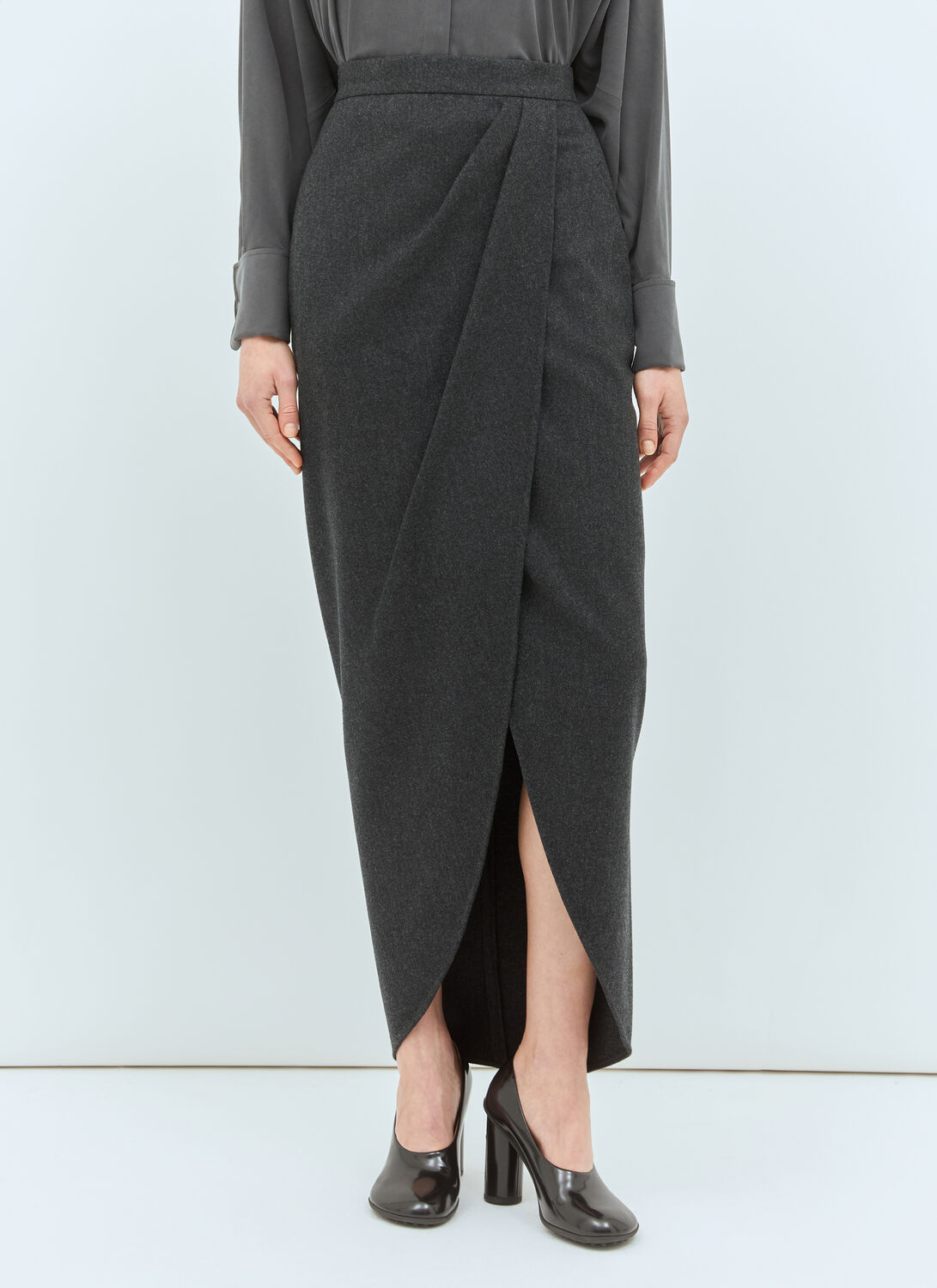 Max Mara Wool Wrap Skirt - Woman Skirts Grey It - 42