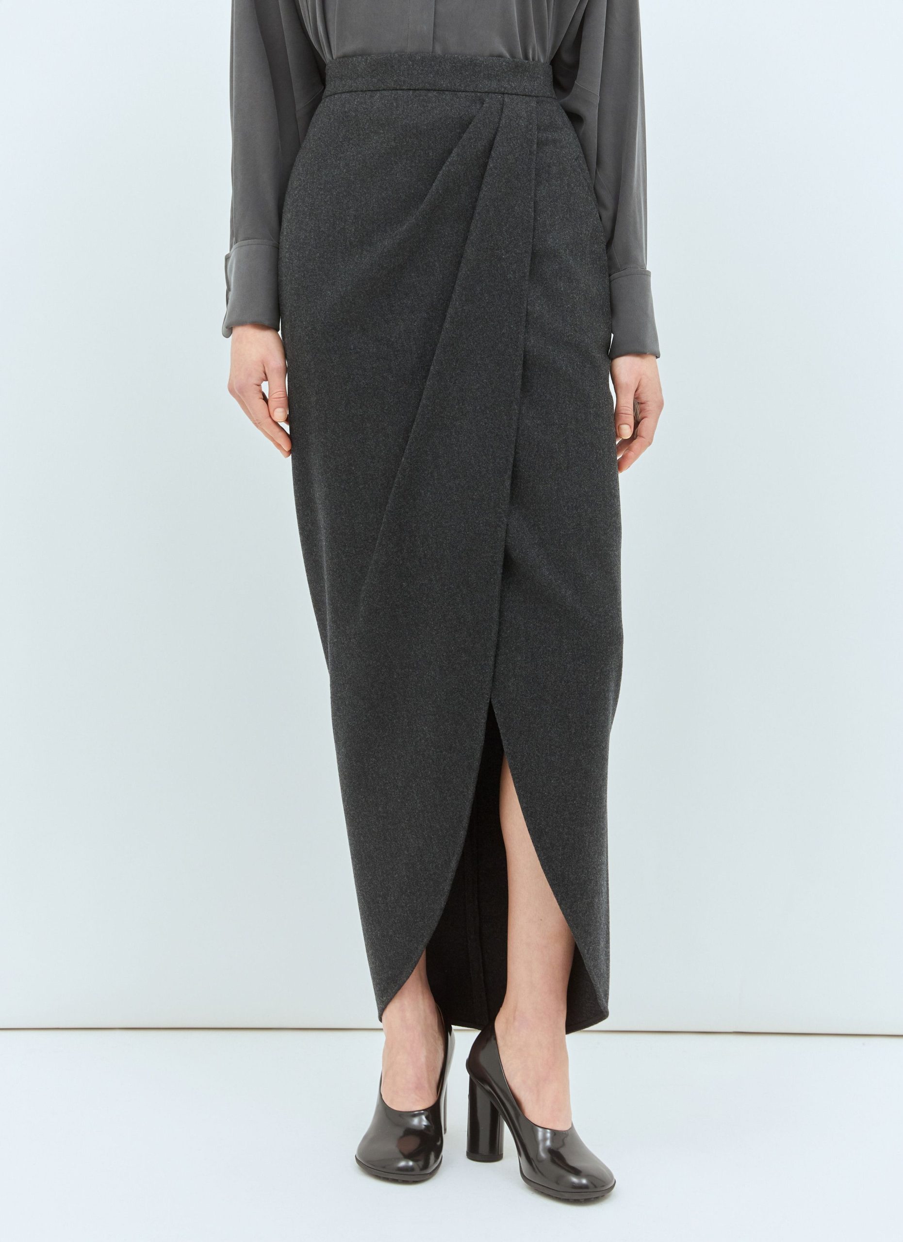 Max Mara Wool Wrap Skirt in Grey, Women's (Size 30)