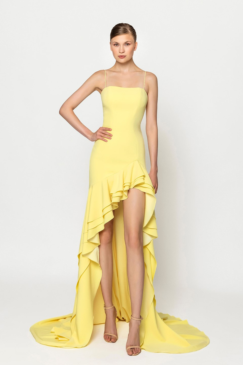 Naja Saade Crepe Gown With High-Low Skirt (US 8)