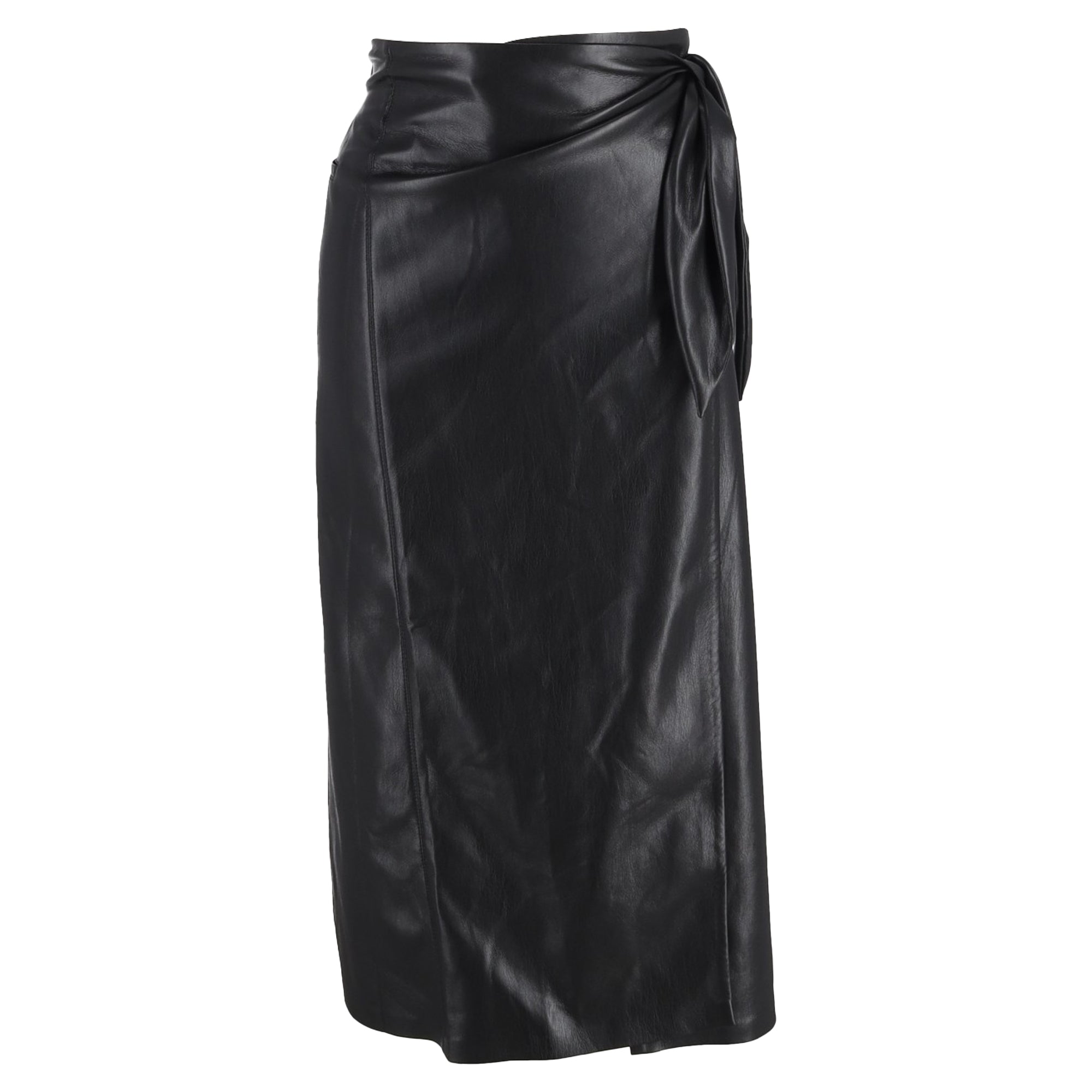 Nanushka Amas Wrap Skirt in Black Vegan Leather