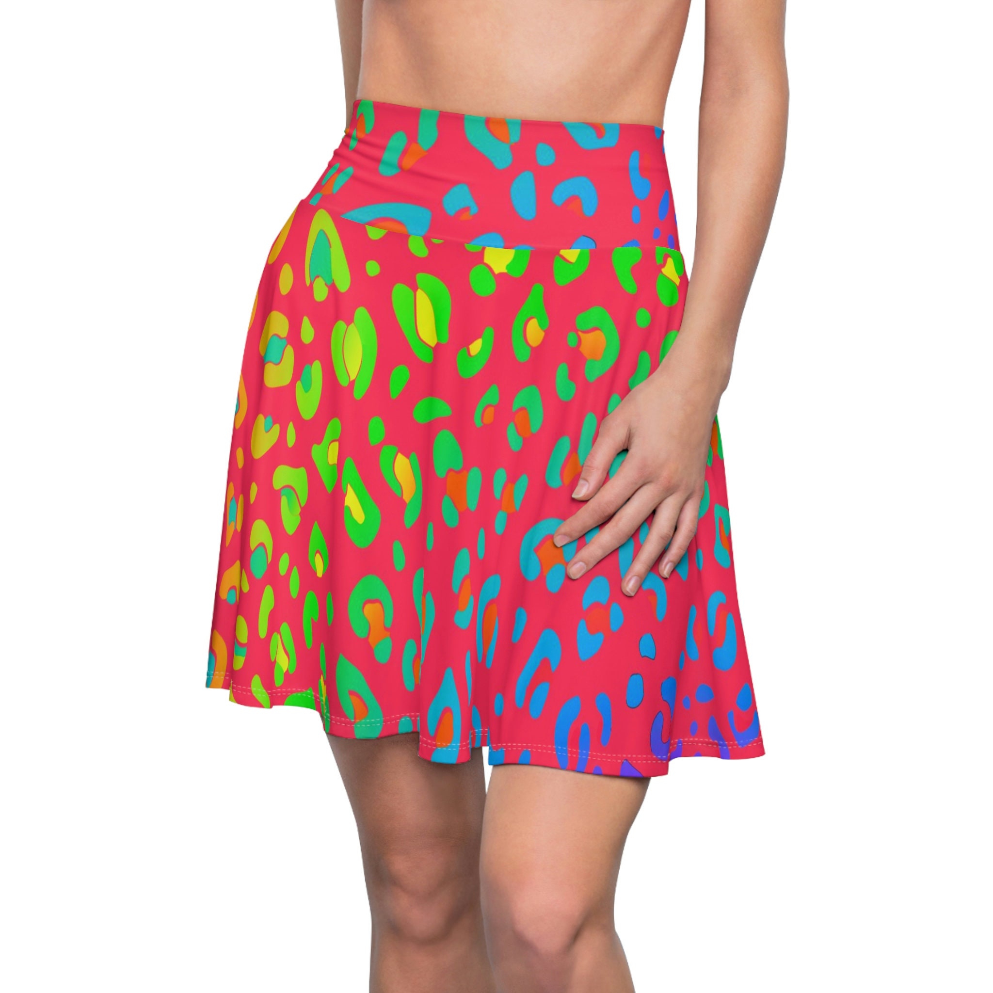 Neon Leopard Skater Skirt