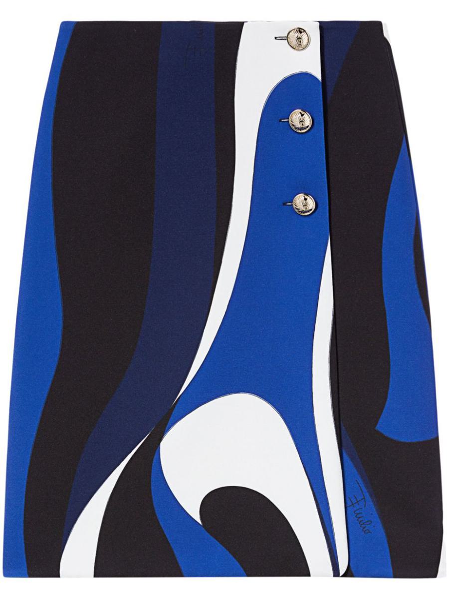 Pucci Marble-Print Wrap Skirt Clothing