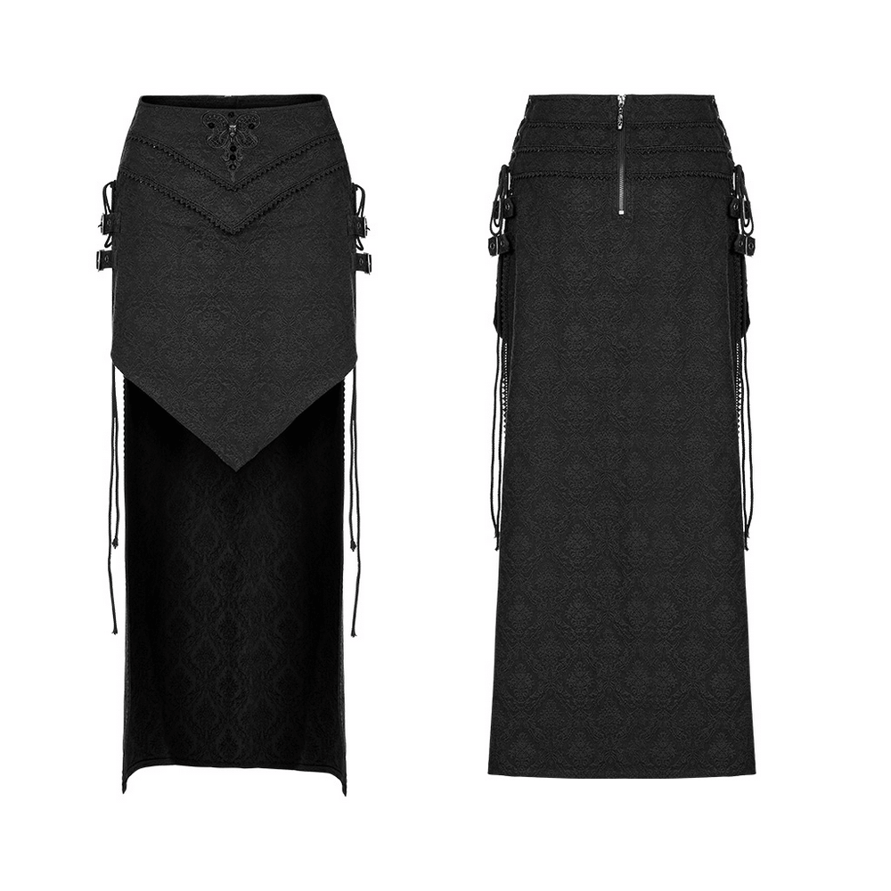 Punk Rave High-Low Asymmetrical Jacquard Skirt