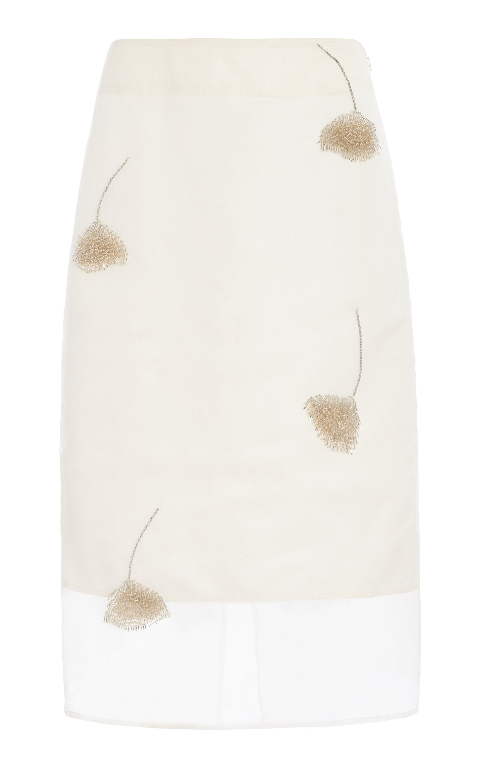 Rhe - Embellished Tulip Silk-Organza Skirt - White - FR 34 - Moda Operandi