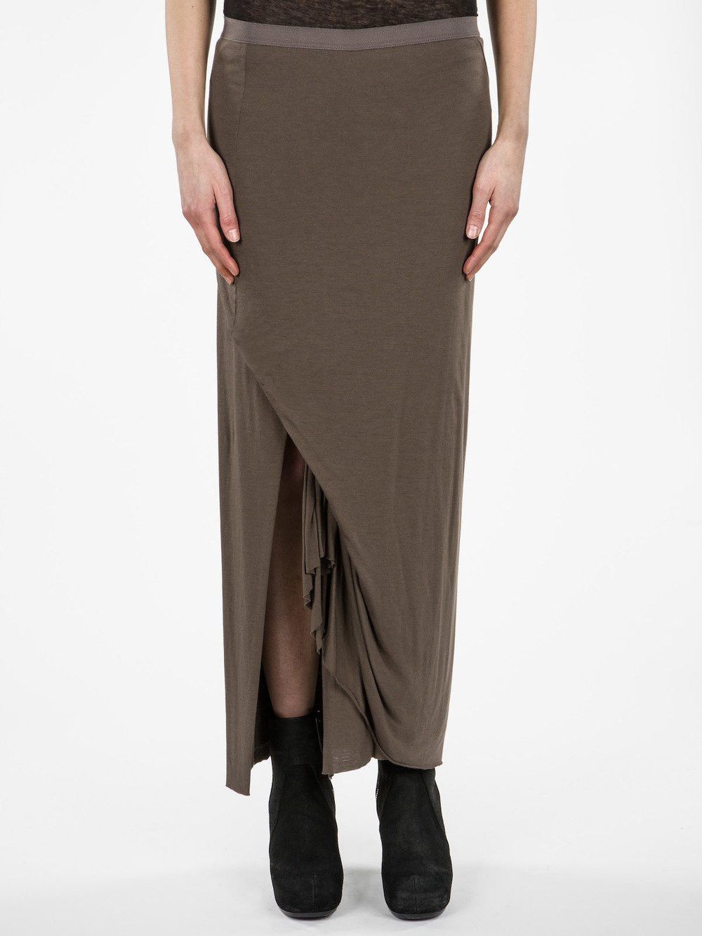 Rick Owens Lilies Ss14 Slip-On Wrap Skirt In Dark Dust, Women's (Size 28)