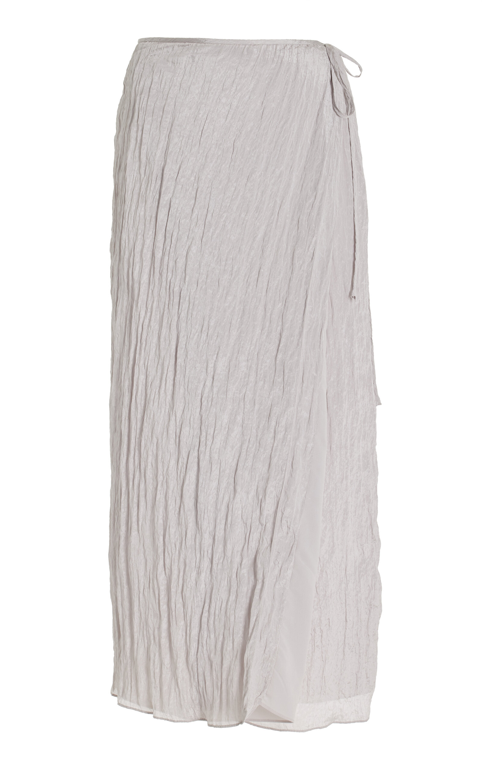 SIR - Exclusive Ligera Crinkled-Satin Midi Wrap Skirt - Silver - 0 - Moda Operandi