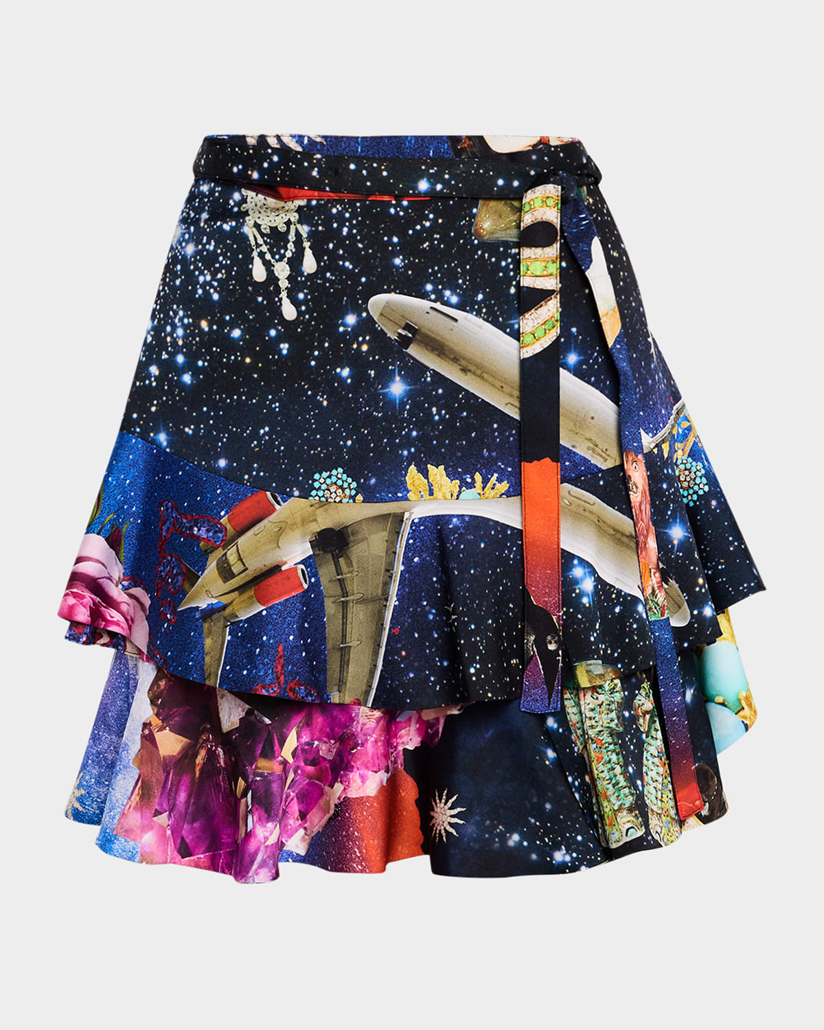 Starry Night Redux Mini Ruffle Wrap Skirt