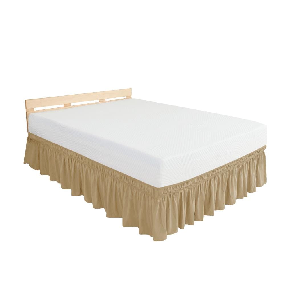 Subrtex Elegant Soft Replaceable Wrap Around Ruffled Bed Skirt(Full, Khaki) in Brown | SBTCQ001KK0F