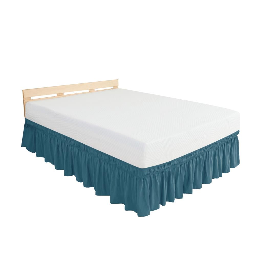 Subrtex Elegant Soft Replaceable Wrap Around Ruffled Bed Skirt(King, Peacock Blue) | SBTCQ001PB0K