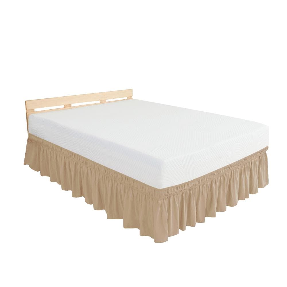 Subrtex Elegant Soft Replaceable Wrap Around Ruffled Bed Skirt(Queen, Sand) in Brown | SBTCQ001S0Q