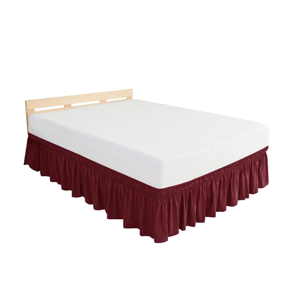 Subrtex Elegant Soft Replaceable Wrap Around Ruffled Bed Skirt(Queen, Wine) in Red | SBTCQ001R0Q