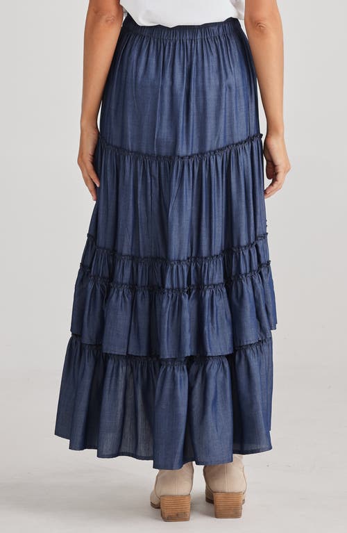 Talisman the Label Sassy Tiered Ruffle High-Low Skirt in Denim at Nordstrom, Size X-Small