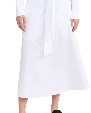 Tibi Eco Poplin Back Wrap Skirt White 6