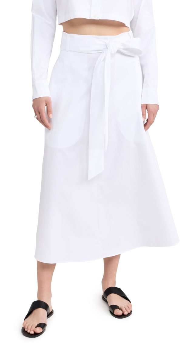 Tibi Eco Poplin Back Wrap Skirt White 6