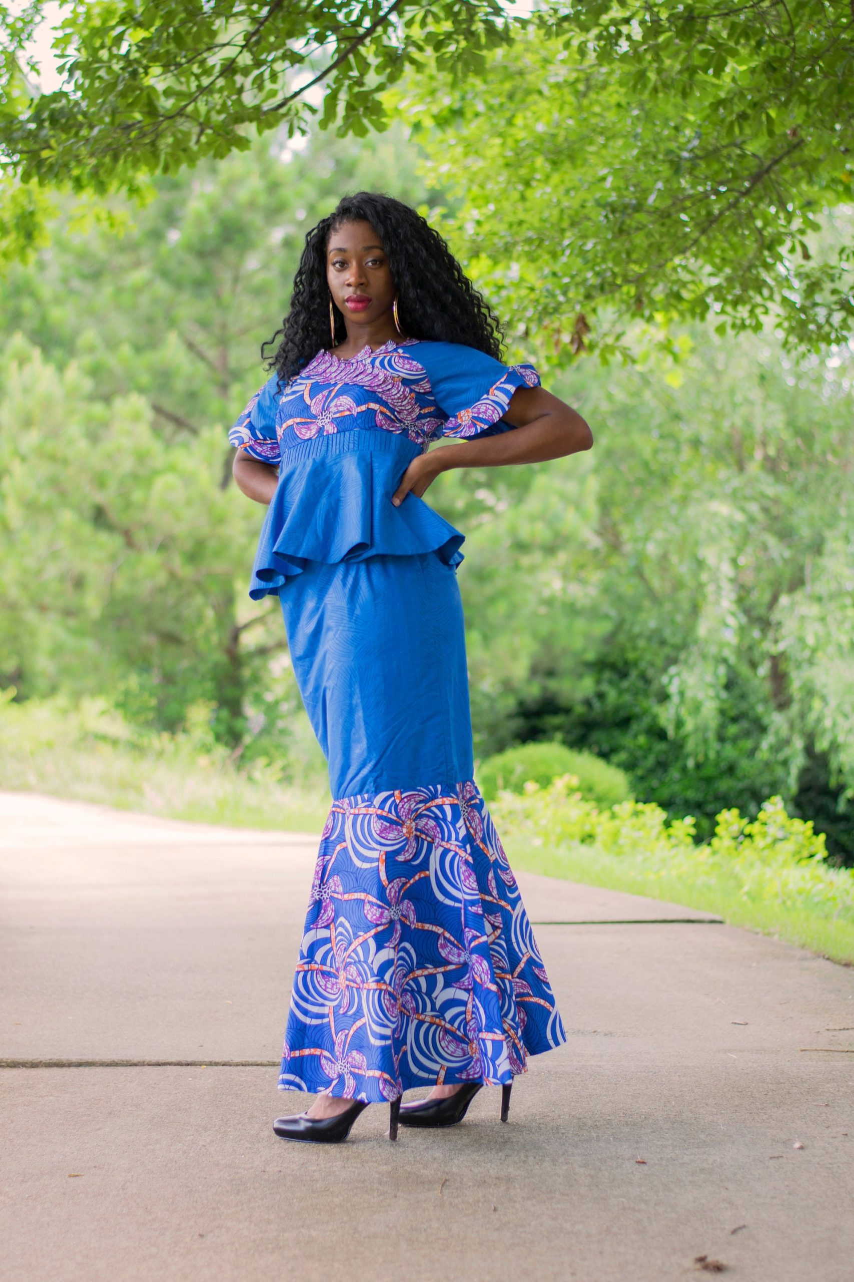 Two Piece African Print Ankara Mermaid Skirt & Peplum Top