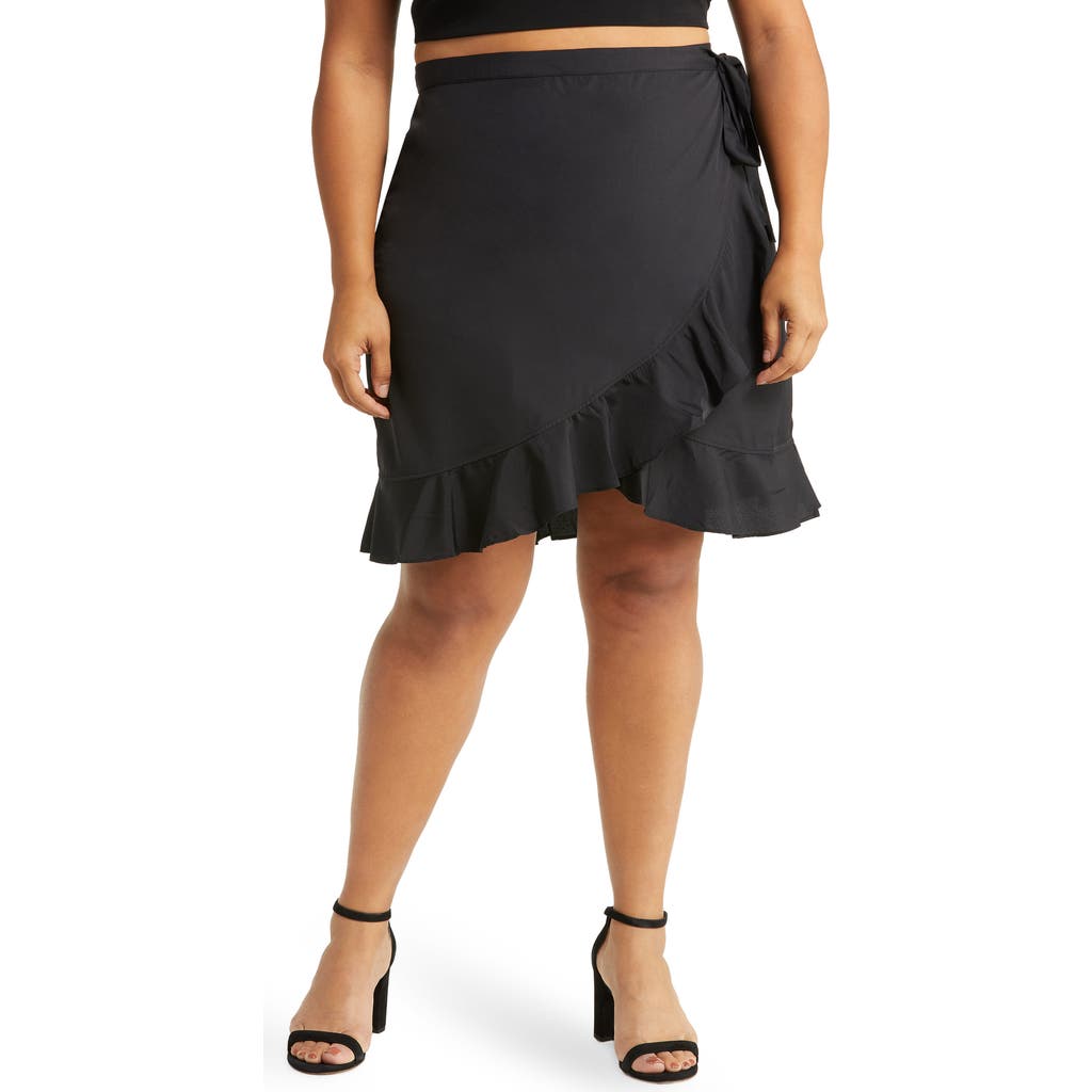 VERO MODA CURVE Henna Recycled Polyester Wrap Skirt in Black at Nordstrom Rack, Size 18W