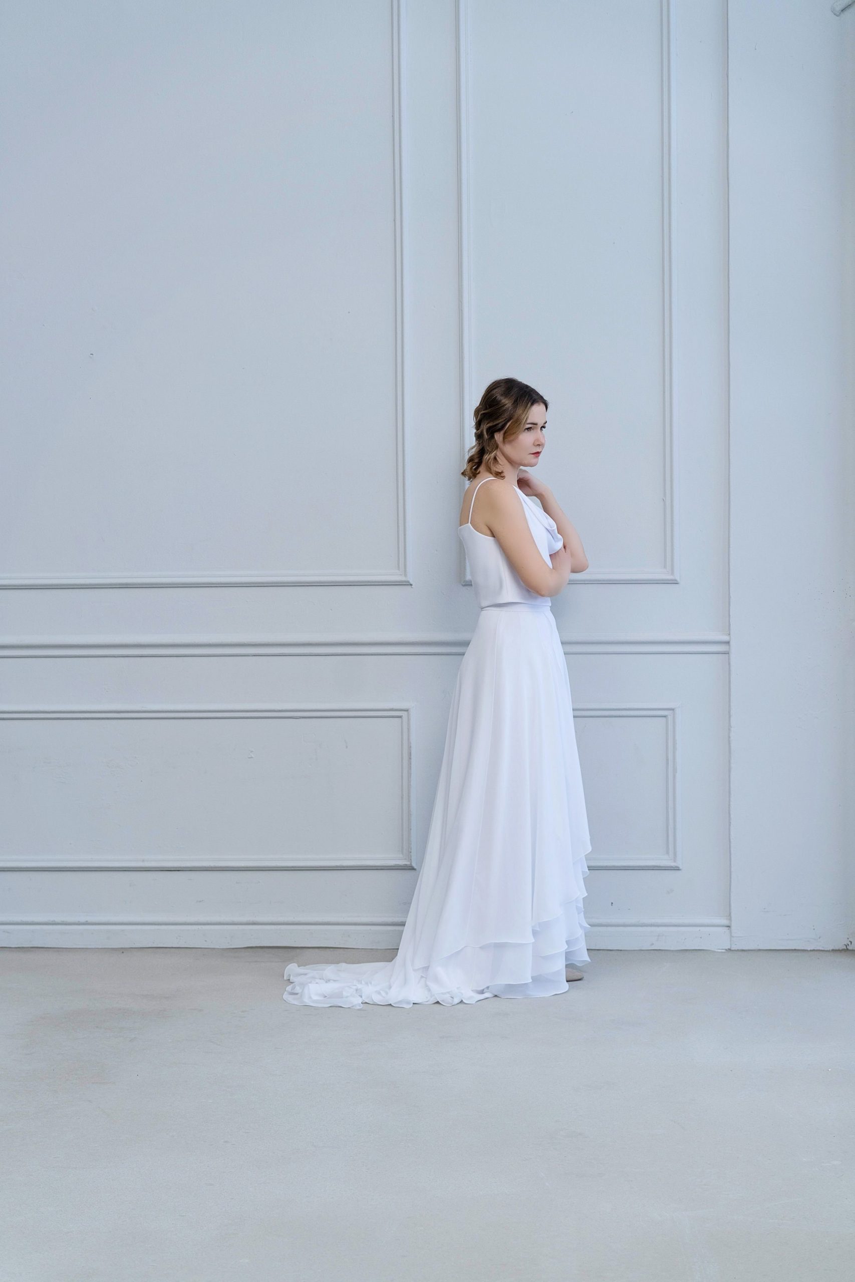 Valentina - Slim Wrap Style Bridal Skirt With A Slight High Low Front