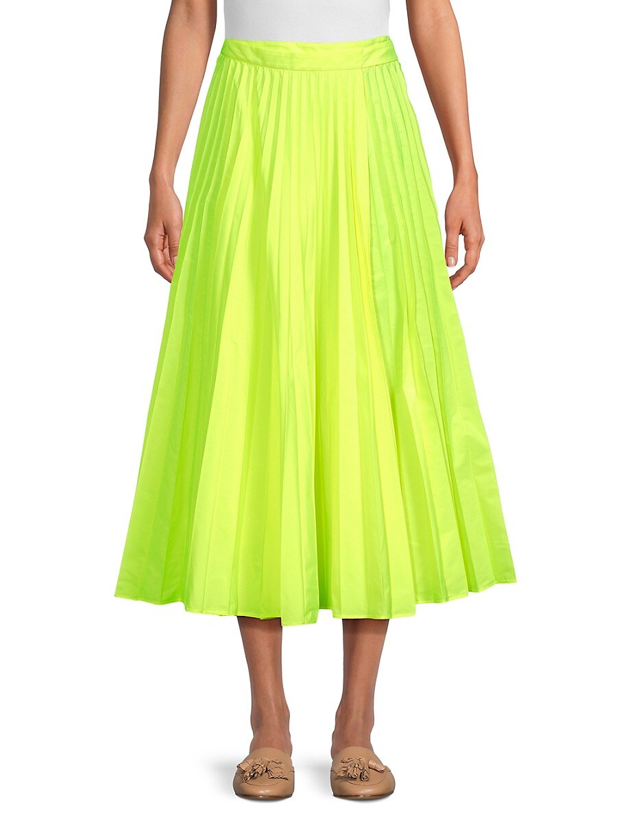 Valentino Women's Accordion Pleated Wrap Midi Skirt - Giallo Yellow - Size 36 (0)