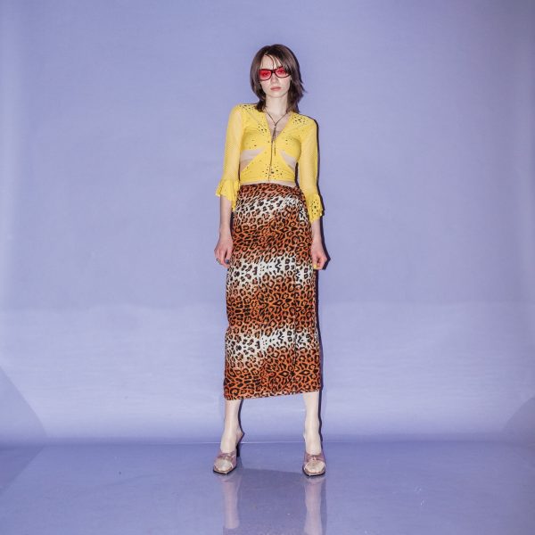 Vintage Y2K Wrap-Around Long Skirt in Leopard Print