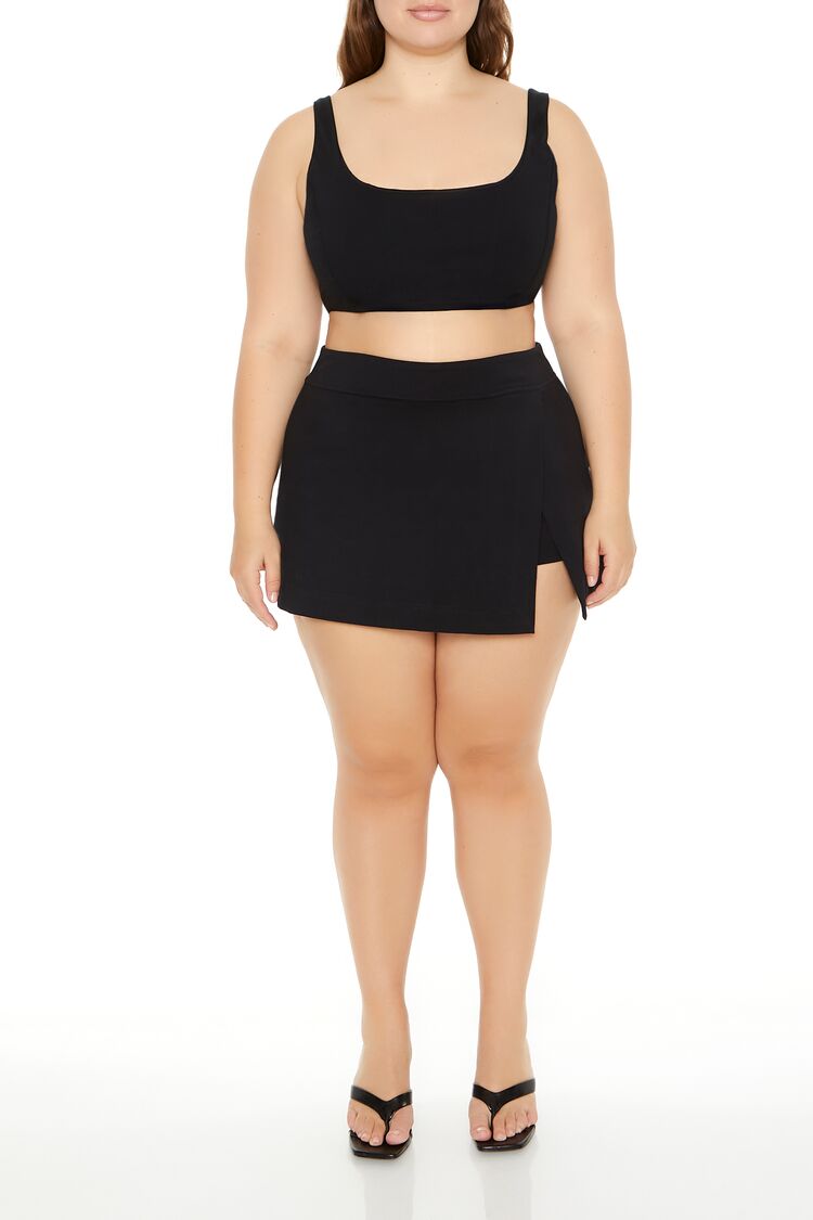 Women's Tulip-Hem Mini Skirt in Black, 3X